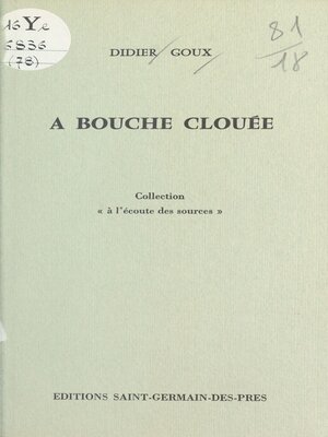cover image of À bouche clouée